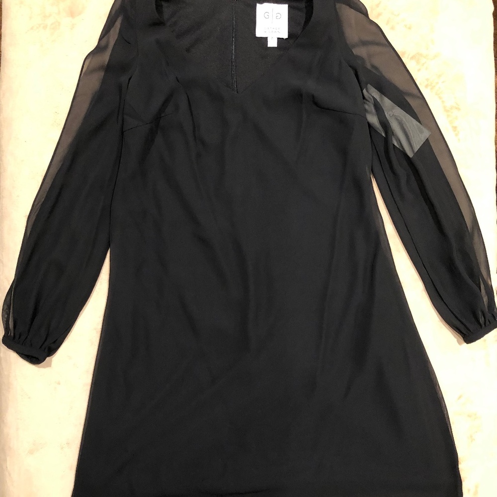NWT GATHER & GOWN #531 Designer Chiffon Split Sleeve Short Shift Party Dress~0